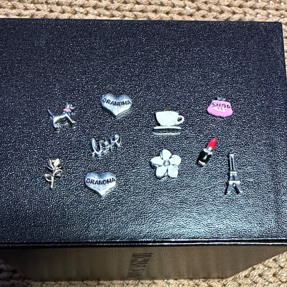 Origami Owl Silver ,Gold and Pink Charm Set total of 10 Charms